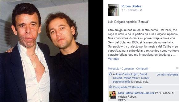 Rubén Blades se despide de Luis Delgado Aparicio con conmovedor mensaje
