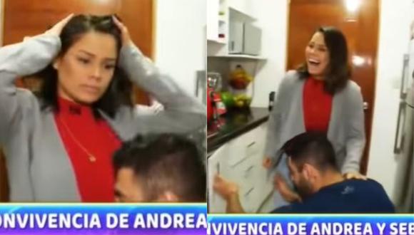 Andrea San Martín y su peculiar reacción luego que Sebastián Lizarzaburu se inclinara ante ella. (Foto: Captura de video)