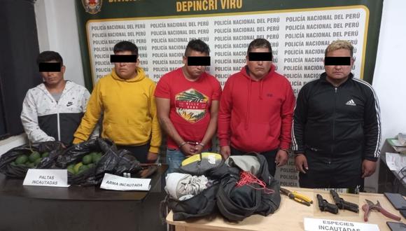 Según la Policía Nacional del Perú, los intervenidos integrarían la presunta banda “Los roba paltas del Valle Chao”. (Foto: PNP)