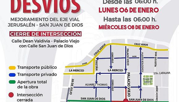 ​Cierran el tránsito vehicular en calles del Cercado de Arequipa