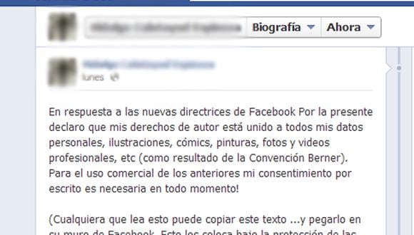 El falso rumor del aviso de "copyright" en Facebook