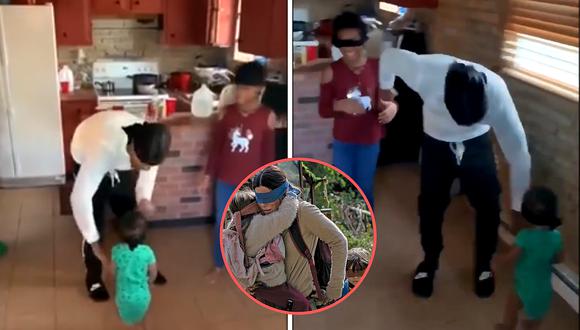 Padre imitó escena de 'Bird Box' con sus pequeños y uno terminó sufriendo aparatoso accidente (VIDEO)