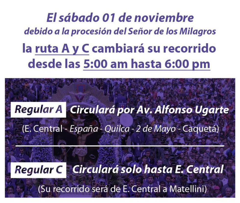 Señor de los Milagros: Desviarán tránsito por procesión mañana