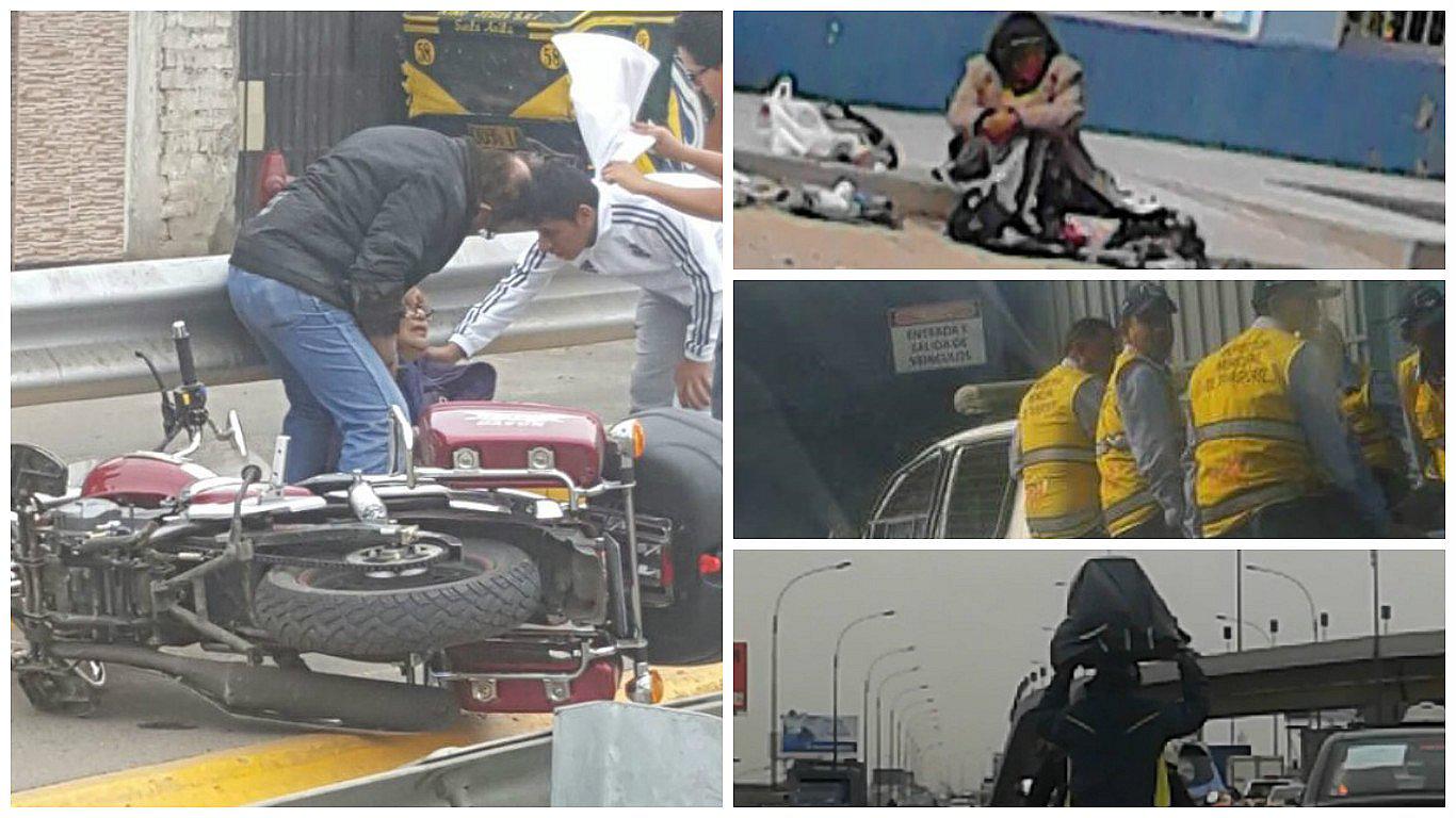 El Agustino: Chofer y pasajero de moto lineal sufren accidente en Vía Evitamiento