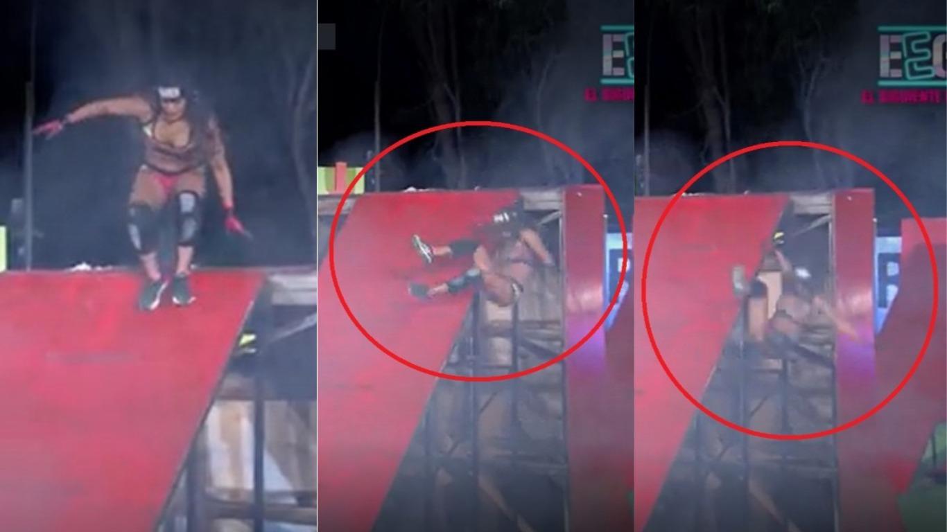 Karen Dejo sufrió un accidente cuando competía Paloma Fiuza. Foto: Captura de video de América Noticias.