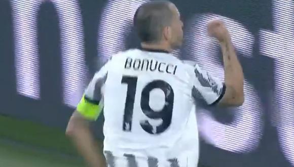 Leonardo Bonucci marcó el empate en Turín. Foto: Captura de pantalla de ESPN.