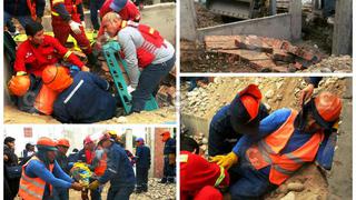 Derrumbe atrapa a dos obreros y bomberos los rescataron