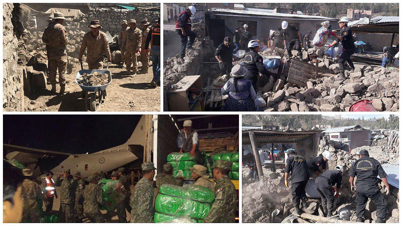 Sismo en Arequipa: soldados y serenos ayudan a los damnificados de Caylloma (VIDEO)