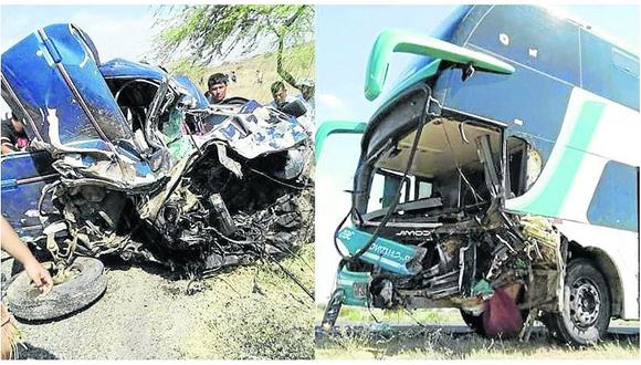 Un muerto deja choque entre camioneta y ómnibus en la carretera Piura-Paita