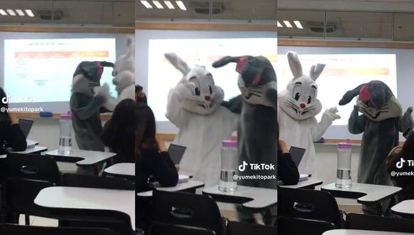 Conejos ingresan a la universidad y bailan el 'Rap del Gringo Atrasador'. (Foto: composición EC)