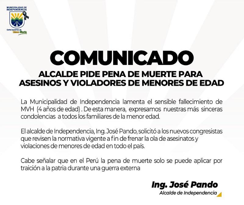 Comunicado Independencia