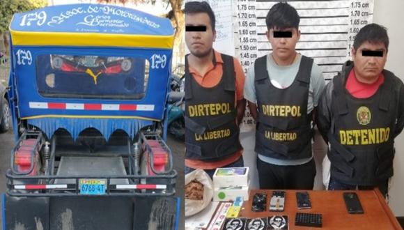 Policía ejecutó operativo en el distrito de La Esperanza. Implicados iban a bordo de mototaxi cuando fueron intervenidos.