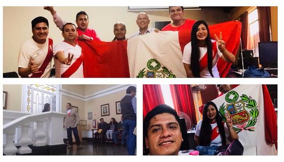 Trujillo: Regidor y funcionarios llegan a trabajar vistiendo camiseta de la selección peruana (VIDEO) 