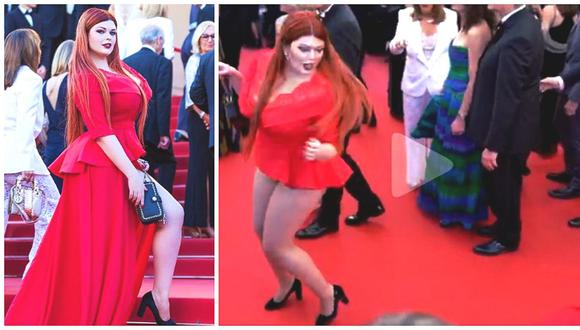 Modelo se queda sin falda en plena alfombra roja de Cannes (VIDEO)