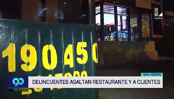 ​San Isidro: Asaltan restaurante ubicado al costado de caseta de serenazgo