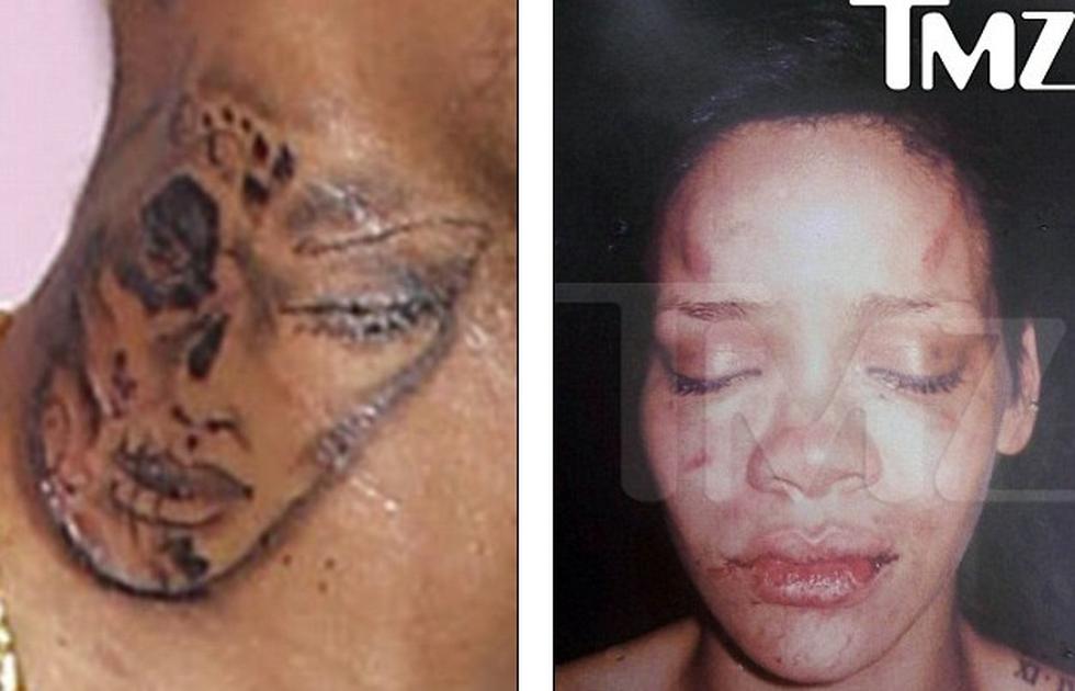 Fotos: ¿Chris Brown se tatuó el rostro de Rihanna en su cuello?