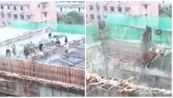 Edificio en construcción se desploma con decenas de obreros [VIDEO]