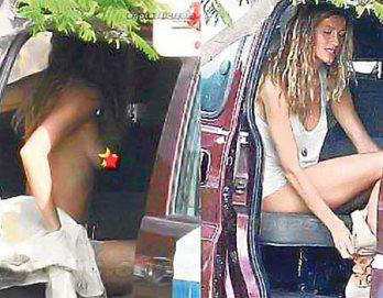 Captada en "topless" en plena calle