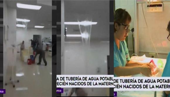 Rotura de tubería de agua inundó sala de recién nacidos en Maternidad de Lima (VIDEO)