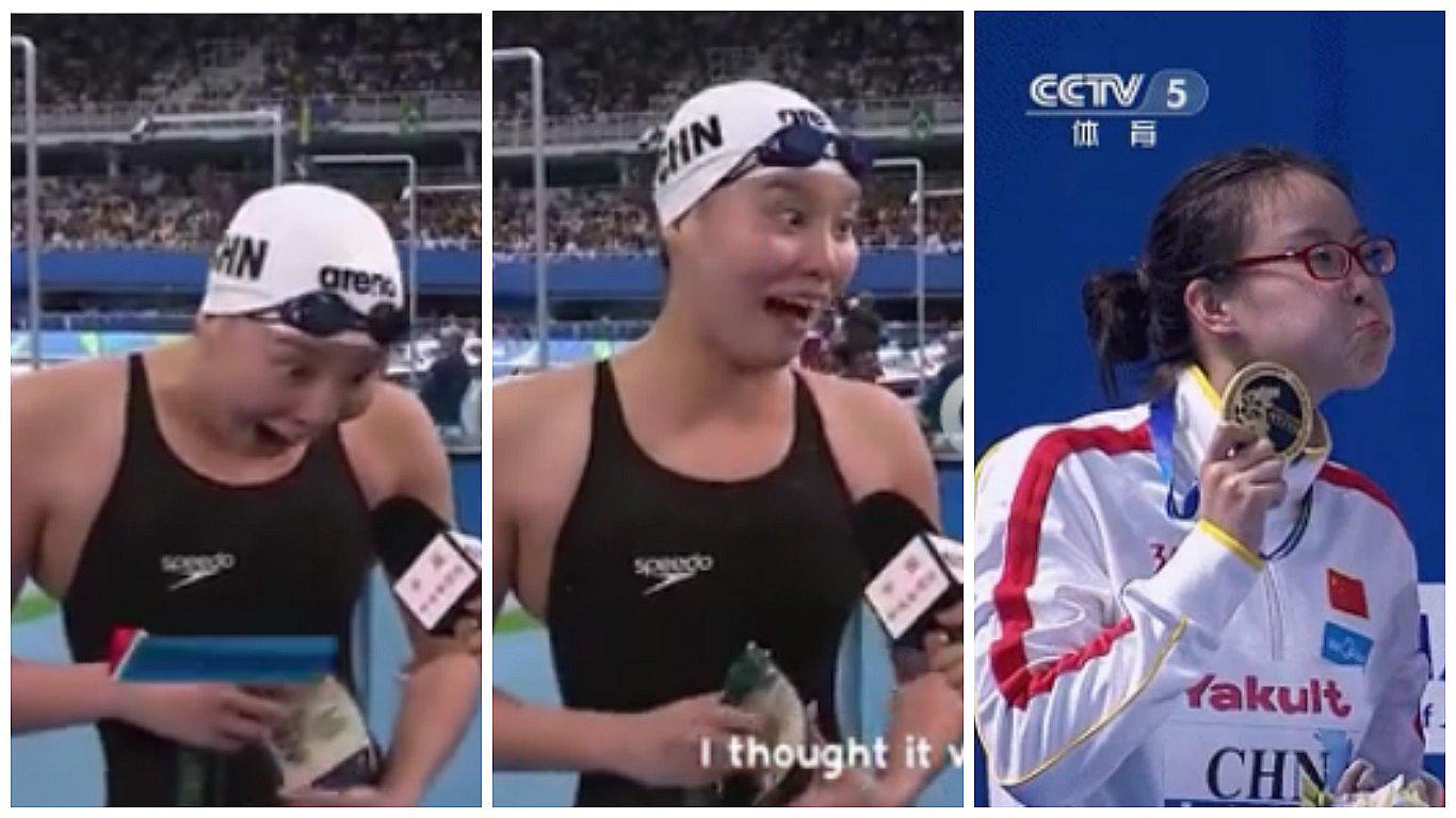 Río 2016: Así fue la divertida reacción de nadadora china al saber su récord (VIDEO)