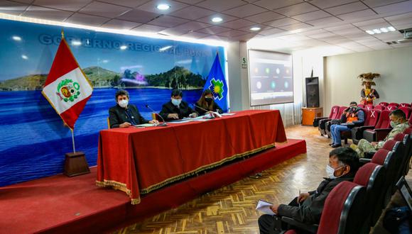 Reunión de autoridades se desarrolló en la víspera en las instalaciones del Gobierno Regional de Puno. (Foto: Difusión)