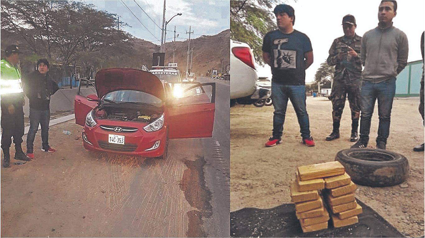 Caen dos trujillanos con 40 kilogramos de cocaína que iban camuflados en un auto (VIDEO)