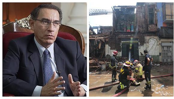 Incendio en Mesa Redonda: Presidente Vizcarra señaló que informalidad originó que el fuego se propague (FOTOS)