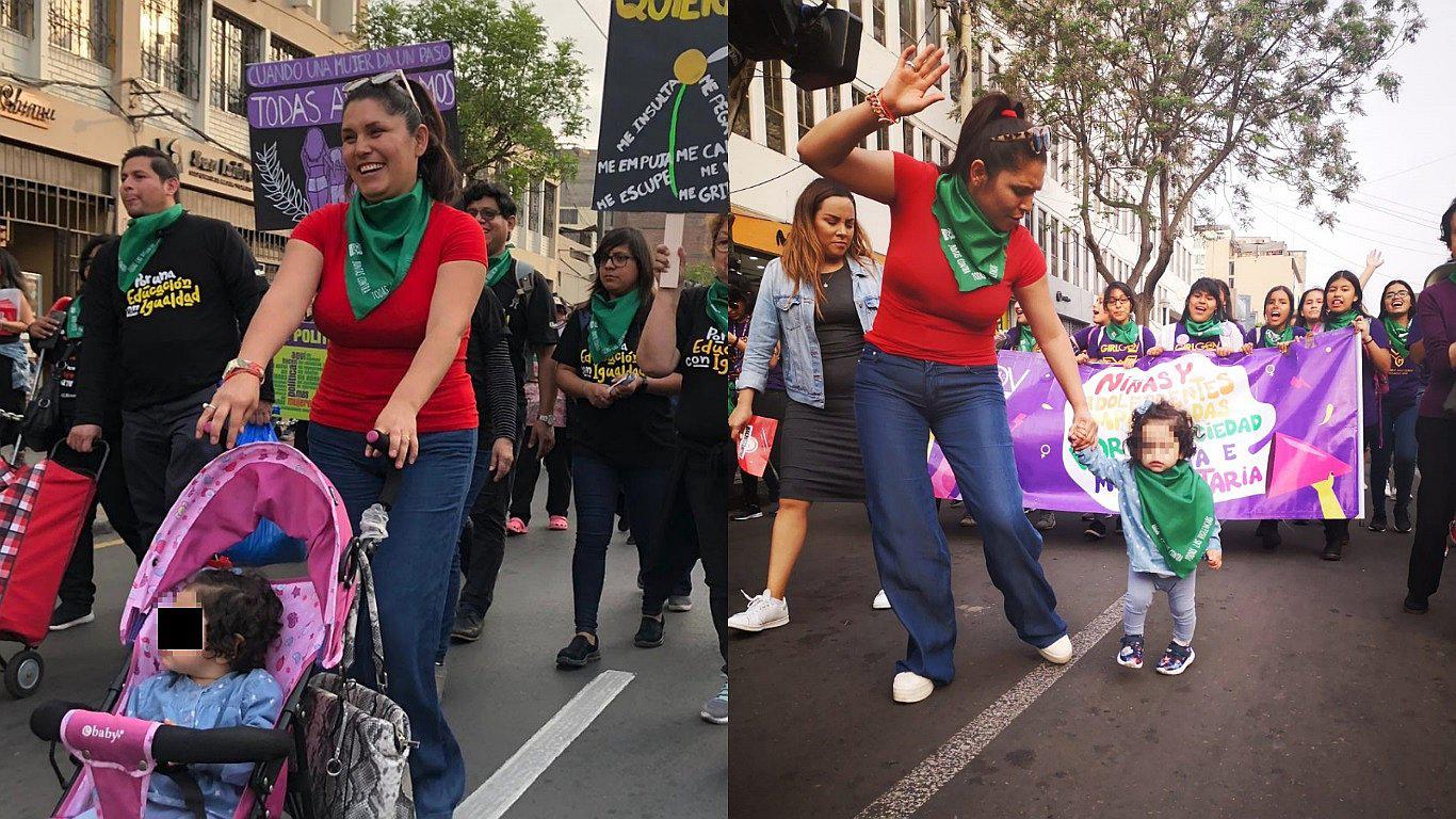 Lady Guillén acudió junto a su hija a marcha contra la violencia hacia la mujer (FOTOS)