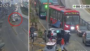 Vehículo impacta contra poste y deja dos heridos, en la avenida Universitaria (VIDEO)