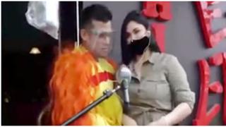 Pamela Franco sorprendió a Christian Domínguez en la inauguración de su tercer chifa (VIDEO)