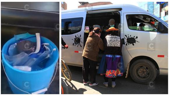 En Huancayo, choferes prestan protectores faciales para evitar multas e ignoran riesgo de contagio masivo (VIDEO)