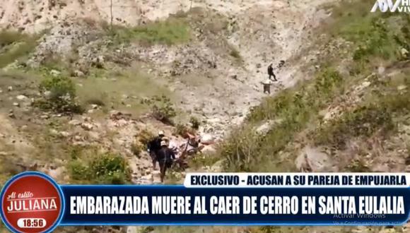 La Policía rescató el cuerpo de Milagros Chávez tras caer de un cerro de Santa Eulalia. (ATV)