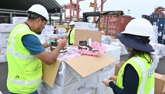 Sunat incautó 26 mil pares de zapatillas ‘fake’ que iban a ser enviadas a Chile y Bolivia.