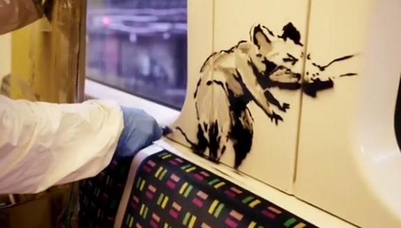 Banksy busca crear conciencia en el metro de Londres con el eslogan “If you don’t mask, you don’t get” (Si no te pones la mascarilla, no subes). (Foto: Captura Instagram Banksy)