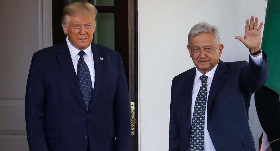 Donald Trump y Andrés Manuel López Obrador (AMLO) son vistos en el ala oeste de la Casa Blanca en Washington (Estados Unidos). (EFE/EPA/Al Drago / POOL).