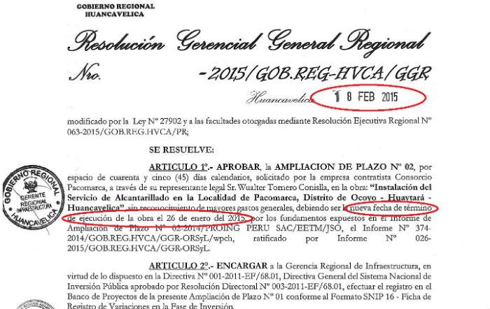 Aprueban ampliación después de 22 días