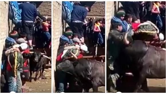 Huancavelica: pánico se desata en fiesta cuando toro embiste a ebrio (VIDEO)