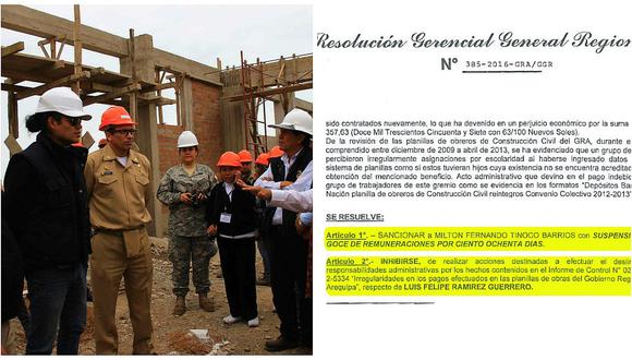 Gobierno Regional de Arequipa pagó irregularmente a 50 obreros de construcción