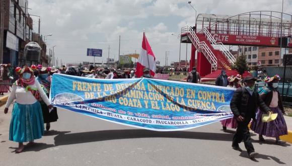 Protesta comenzó en Juliaca y participan los distritos de Coata, Huata, Capachica, Caracoto, y otros.
