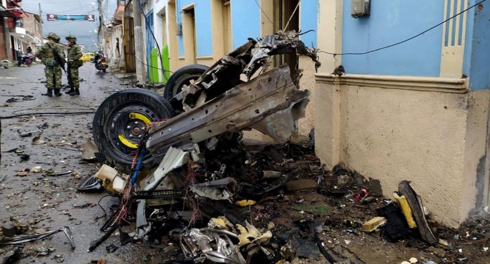 Imagen muestra los destrozos causados por la explosión de un vehículo bomba frente a la Alcaldía, en Corinto (Colombia). (EFE/Alcaldía de Corinto).