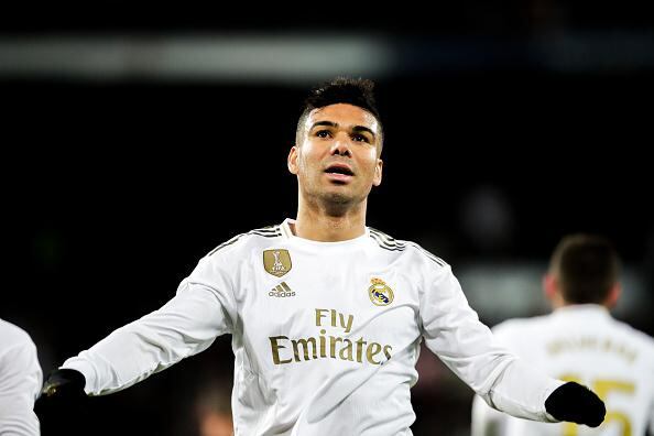 MADRID, SPAIN - NOVEMBER 23: Casemiro of Real Madrid during the La Liga Santander  match between Real Madrid v Real Sociedad at the Santiago Bernabeu on November 23, 2019 in Madrid Spain (Photo by David S. Bustamante/Soccrates/Getty Images)