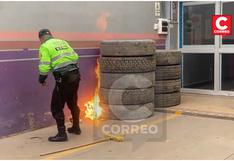 Familiares de pasajeros trataron de quemar sede de empresa Molina en la ciudad de Huancayo