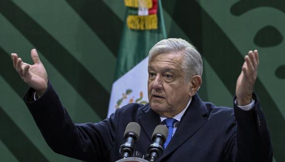 El presidente de México, Andrés Manuel López Obrador, gesticula durante una conferencia de prensa en la Ciudad de México el 20 de enero de 2023. ( Foto de ALFREDO ESTRELLA / AFP)