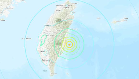 Sismo de 6,6 sacude las costas de Taiwán. (Foto: Captura USGS)