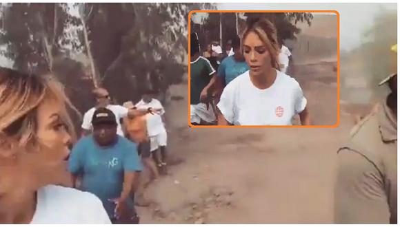 Sheyla Rojas corrió despavorida cuando huaico se acercaba en plena entrevista (VIDEO)