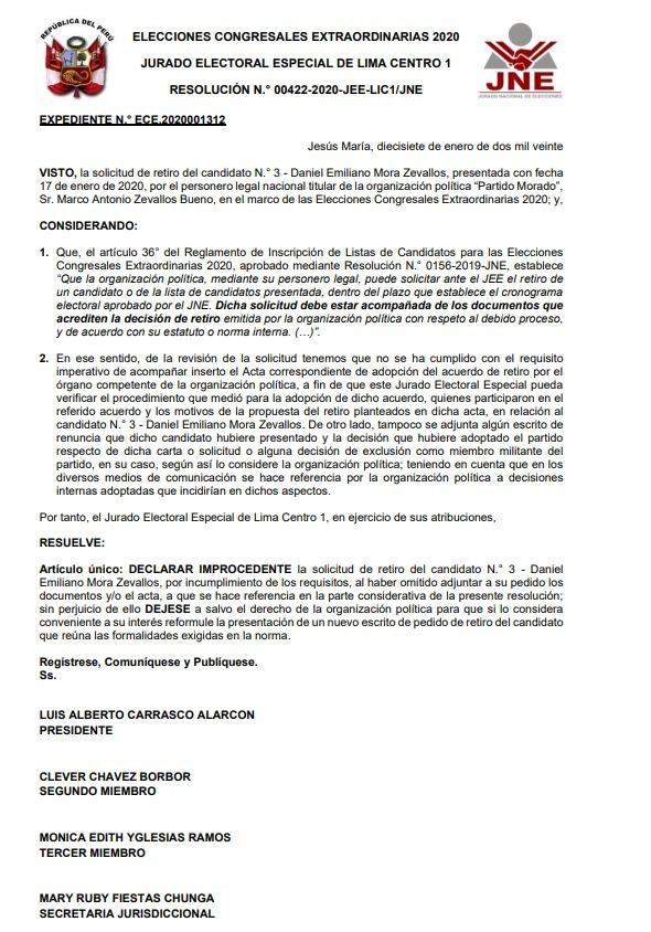 Resolución aclara que recurso puede volverse a presentar.