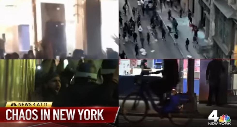 Los primeros asaltos de las tiendas se producían pese a la importante presencia policial en Nueva York. (Captura de video - YouTube).