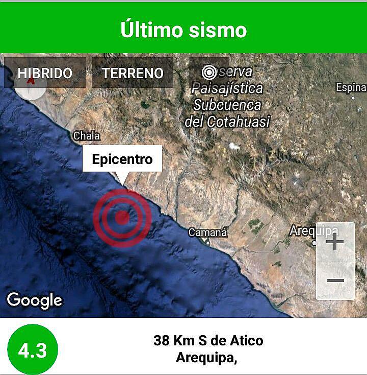 Otro sismo de 4.3 grados se registra en Arequipa