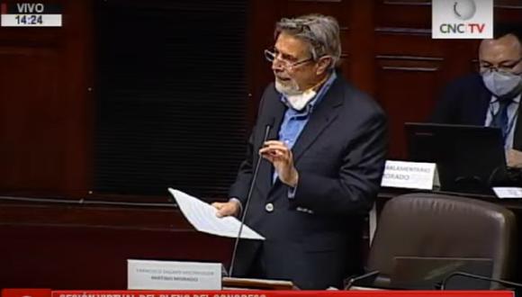 Sagasti reiteró que la bancada del Partido Morado no respaldará la vacancia contra el presidente Martín Vizcarra. (Foto: Captura Congreso TV)