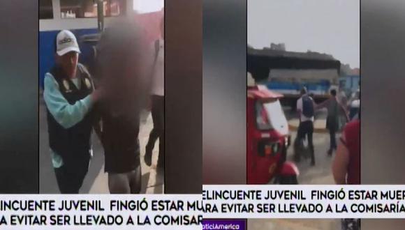 El Agustino: Delincuente fingió estar muerto para no ser llevado a la comisaría (VIDEO)